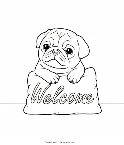 A coloring page of pugg