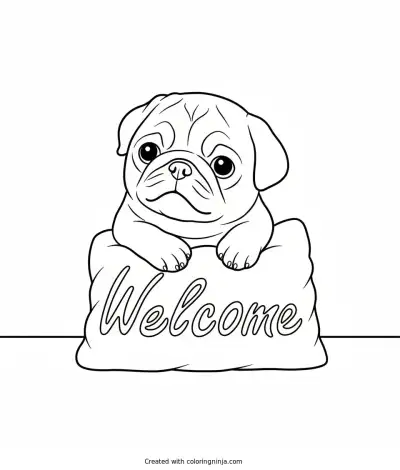 A coloring page of pugg