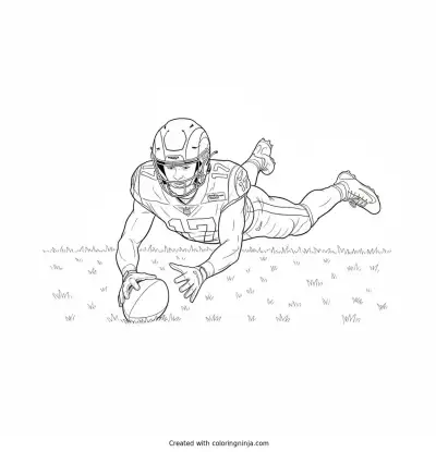 Puka Nacua Diving Grass Catch Coloring Page