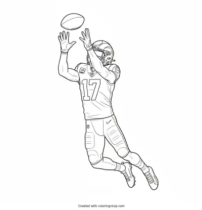 Puka Nacua High Leap Catch Coloring Page