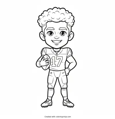 Puka Nacua Cartoon Football Hero Coloring Page