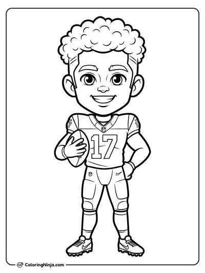 Puka Nacua Cartoon Football Hero Coloring Page