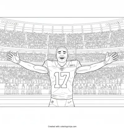 Puka Nacua Touchdown Celebration Coloring Page