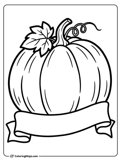 Pumpkin with Banner Coloring Page