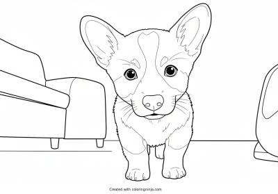 A coloring page of puppy