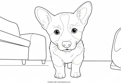 A coloring page of puppy
