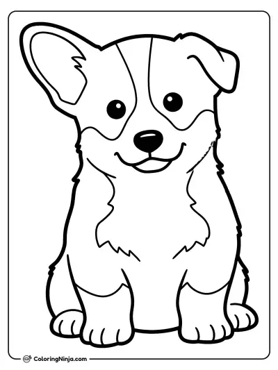 Puppy Sitting with Floppy Ear Coloring Page