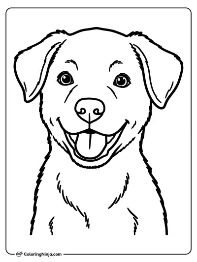 Puppy Smiling Portrait Coloring Page