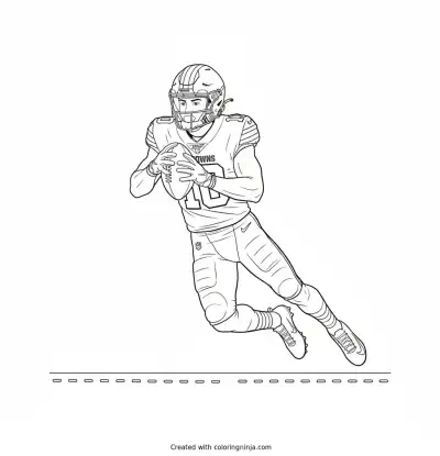 Quinshon Judkins Touchdown Dive Coloring Page
