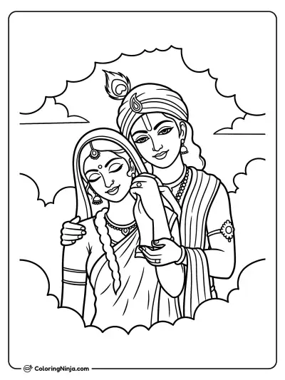 Radha y Krishna en un tierno abrazo