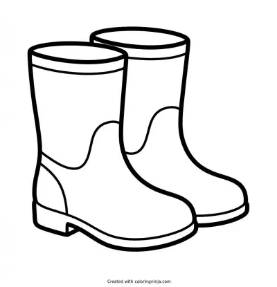 A coloring page of rain boots