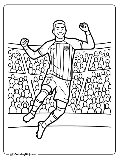 Raphinha Leaping in Celebration Coloring Page
