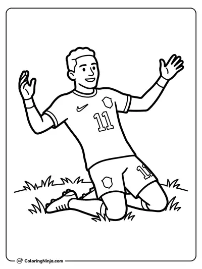 Raphinha Celebrating a Big Goal Coloring Page