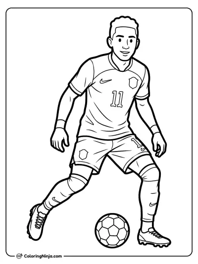 Raphinha Taking a Free Kick Coloring Page