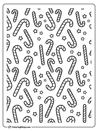 Candy Cane Pattern Page Coloring Page