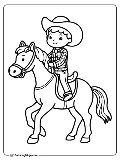 Un joven vaquero sobre su caballo