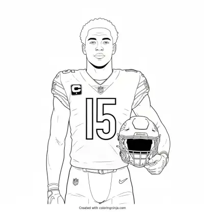 Rome Odunze Helmet Portrait Coloring Page