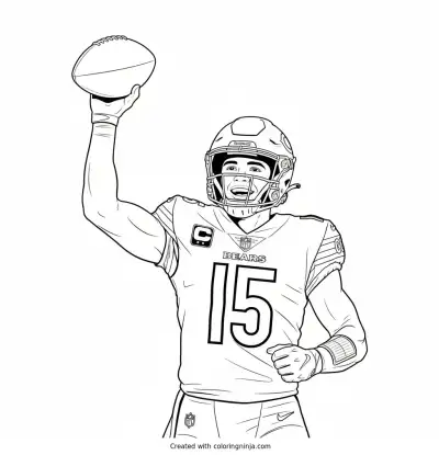 Rome Odunze Touchdown Pose Coloring Page