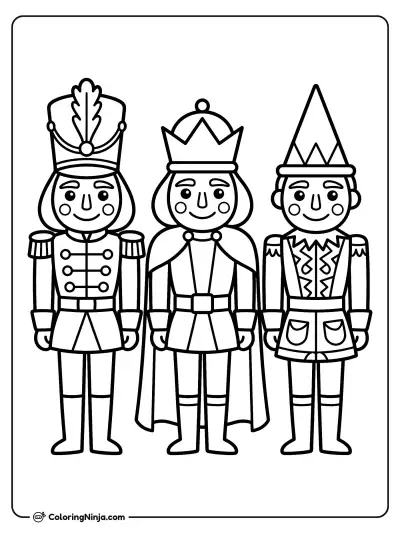 Trio of Wooden Soldiers Coloring Page