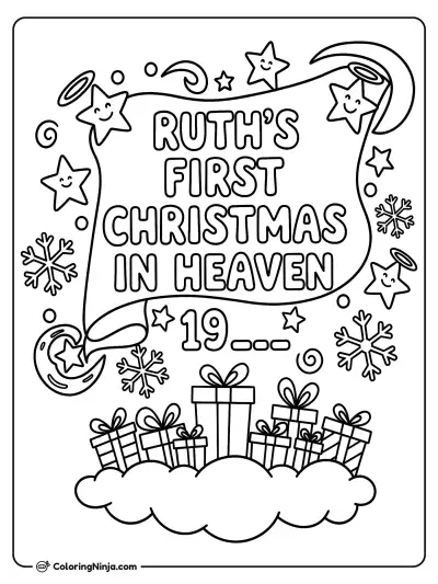 Ruth's First Christmas In Heaven Coloring Page