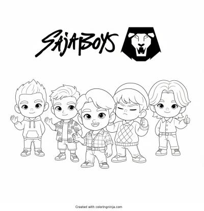 A coloring page of saja boys