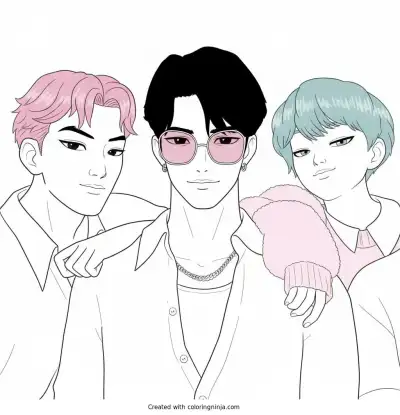 A coloring page of saja boys