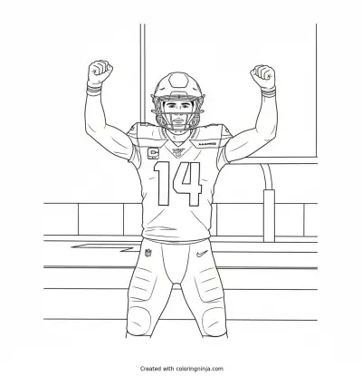Sam Darnold Celebrates A Touchdown Coloring Page