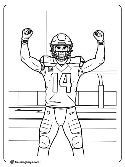Sam Darnold Celebrates A Touchdown Coloring Page