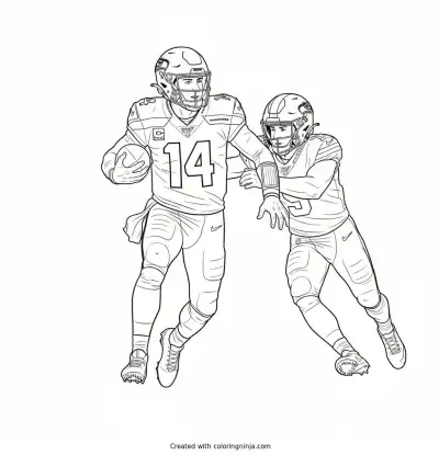 Sam Darnold On The Run Coloring Page