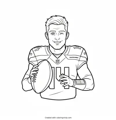 Sam Darnold Cartoon Quarterback Coloring Page