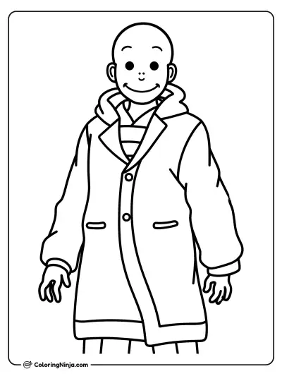 Bald Boy Wearing a Coat Coloring Page