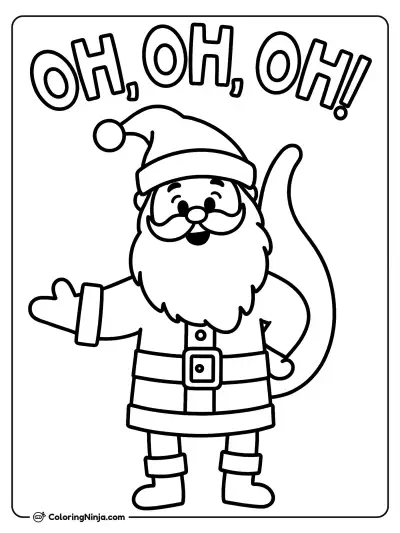 Santa with "oh Oh Oh" Letters Above Him Coloring Page
