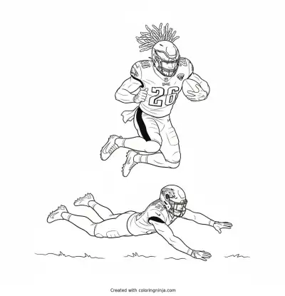 Saquon Barkley Reverse Hurdle Leap Coloring Page