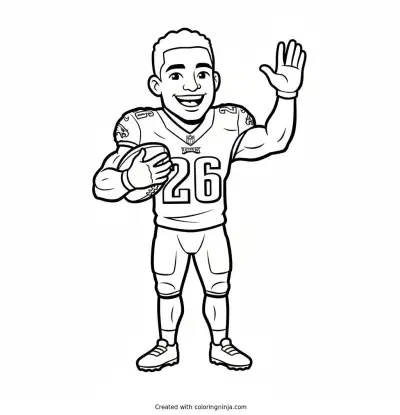 Saquon Barkley Friendly Cartoon Portrait Coloring Page