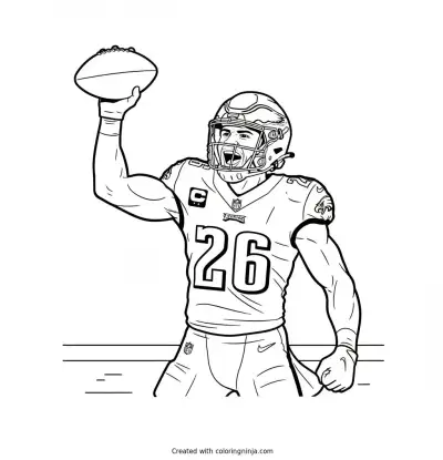 Saquon Barkley Endzone Touchdown Pose Coloring Page