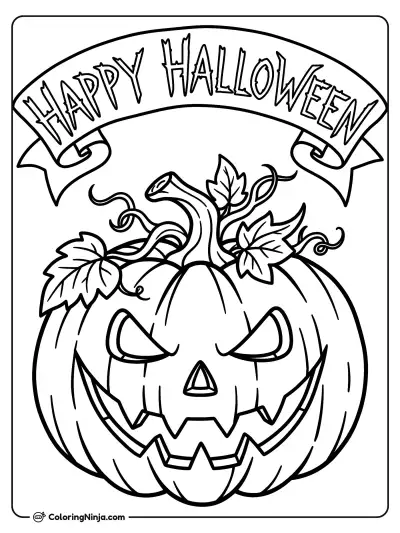 Scary Halloween Pumpkin Coloring Page