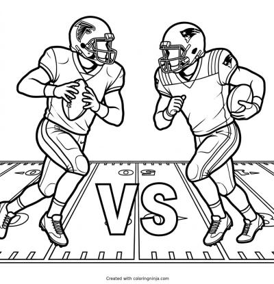 A coloring page of Seattle Seahawks vs New England Patriots