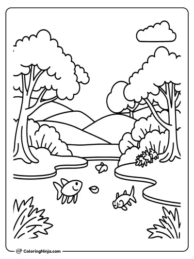 Cerezos japoneses y estanque de peces koi