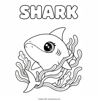 A Shark with Big Eyes Coloring Page