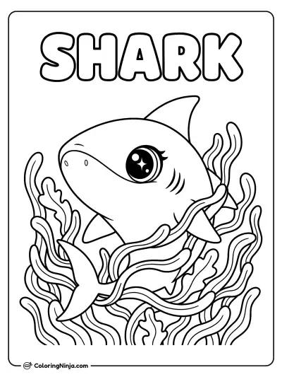 A Shark with Big Eyes Coloring Page