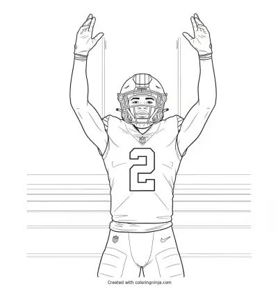 Shedeur Sanders Touchdown Celebration Coloring Page