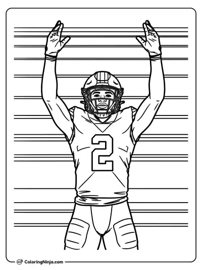 Shedeur Sanders Touchdown Celebration Coloring Page