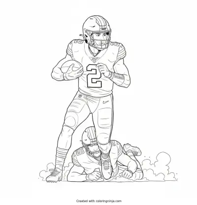 Shedeur Sanders Scrambling Run Coloring Page