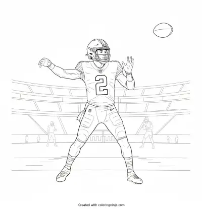 Shedeur Sanders Deep Pass Coloring Page