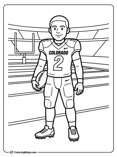 Shedeur Sanders Pre Game Pose Coloring Page