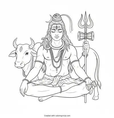 A coloring page of shiva 