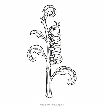 Caterpillar in Striped Socks Coloring Page