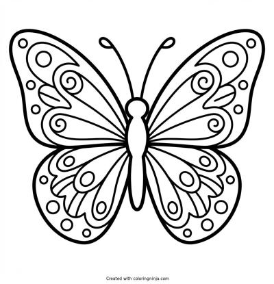 A coloring page of a simple butterfly