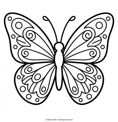 A coloring page of a simple butterfly