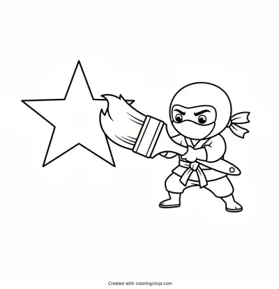 Ninja Painter Star Coloring Page